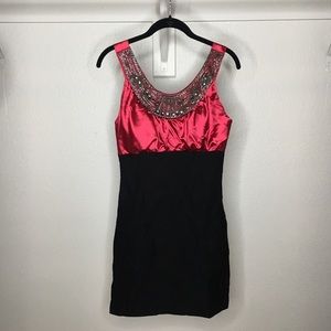 Gorgeous ruby red and black dress with jewels